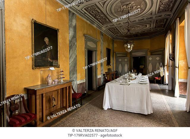 Pralormo castle, the dining room, Piedmont, Italy, Europe