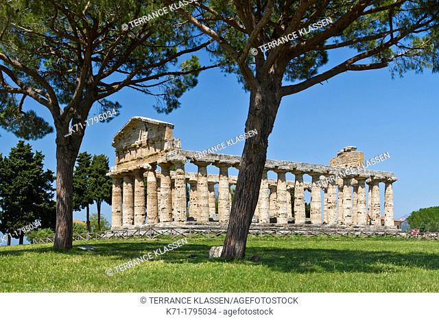 The Temple of Athena in the ruins of Paestum, Italy