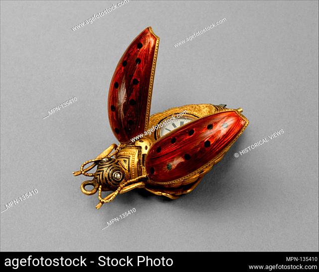 Watch in the form of a beetle. Date: ca. 1850-60; Culture: Swiss; Medium: Case of gold, enamel, and jewels; jeweled movement