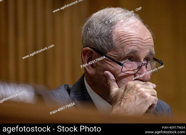 United States Senator Jim Risch (Republican of Idaho), Ranking Member, US Senate Committee on Foreign Relations, during a committee hearing on Capitol Hill in...