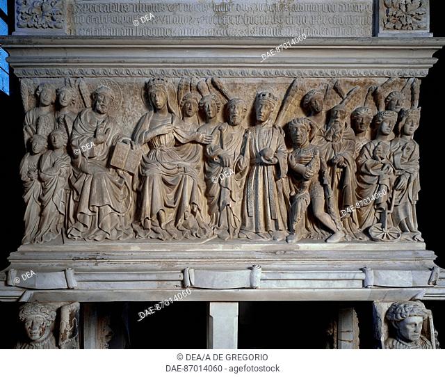 Tomb of Ludovico Aldomorisco, 1421, bas-relief by Antonio Baboccio (1351- ca 1435), Basilica of San Lorenzo Maggiore, Naples (UNESCO World Heritage List, 1995)
