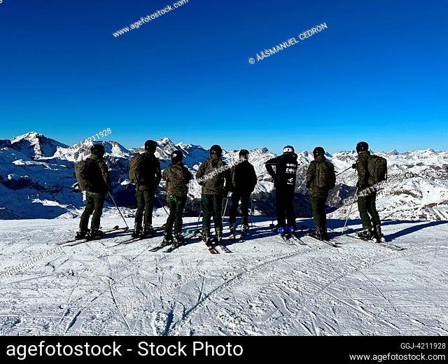 Crown Princess Leonor during their mountain exercises in the Aragonese Pyrenees on December 19, 2023 in Astun-Candanchu, Spain