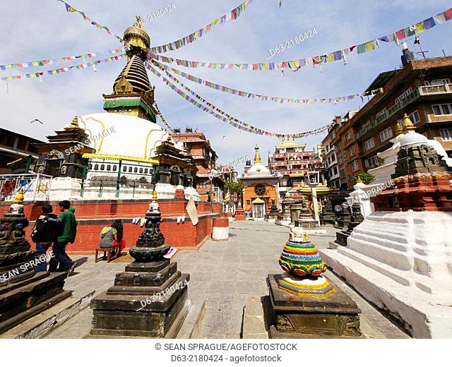Nepal. Yatkha Bahal, Tibetan Buddhist stupa and temple, Kathmandu