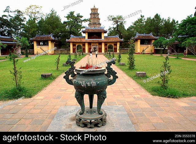 Inner yard of pagoda Thien Mu in Hue, central Vietnam