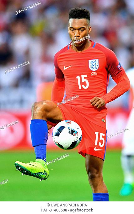 Daniel Sturridge of England in action during the preliminary round Group B match between Slovakia and England at Geoffroy Guichard stadium in Saint-Etienne