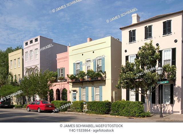 Rainbow Row houses, East Bay Street, Charleston, South Carolina