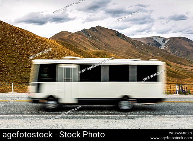 Blurred motion of motor home driving along¶ÿState Highway 8