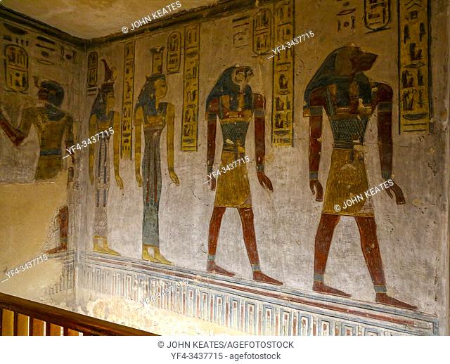 Inside the tomb of Ramses III in the Valley of the Kings, Thebes, Luxor, Egypt, Africa