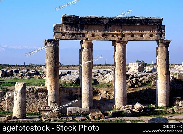 Columns on the street in Hierapolisnear Pamukkale, Turkey