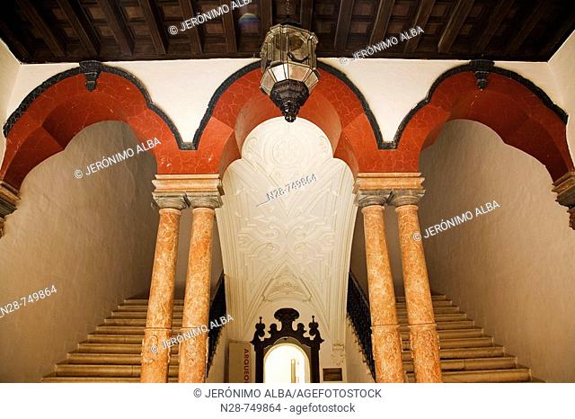 Staircase in the Benameji Palace, Ecija. Sevilla province, Andalucia, Spain