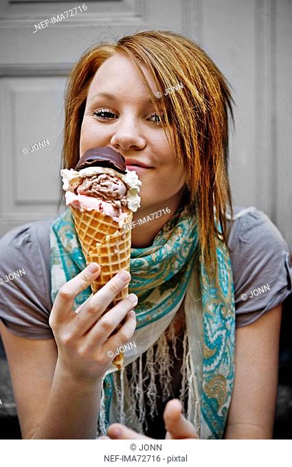 A girl with an ice-cream cone Dennmark