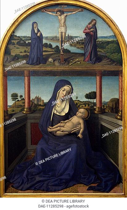 Madonna with Child, detail from Triptych, 1485, by Jean Bourdichon (ca 1457-1521).  Naples, Museo Nazionale Di Capodimonte (Art Gallery)