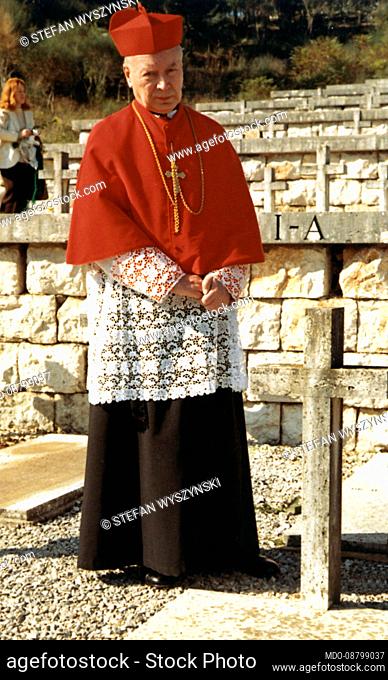 Cardinal Stefan Wyszynski, Primate of Poland on the day of the commemoration of the dead in front of the Abbey of Montecassino