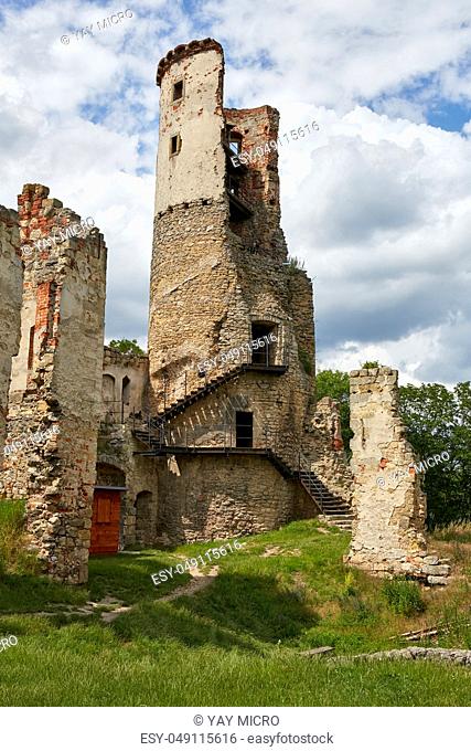 CZECH REPUBLIC, ZVIRETICE - JUNE 28, 2016: Ruins of renaissance castle Zviretice near city Bakov nad Jizerou. Central Bohemian Region, Czech Republic