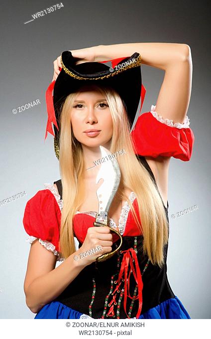 Woman pirate with sharp knife