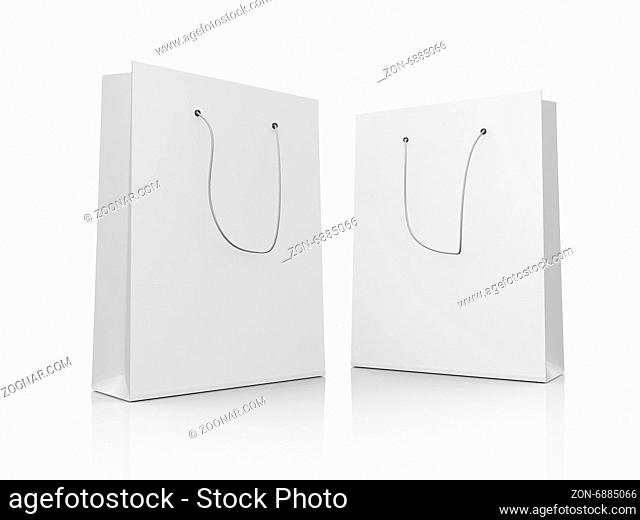Blank, empty shopping bags, isolated on white background