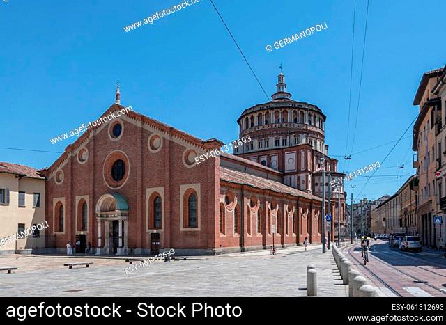 Santa maria delle grazie church;impressive architectural work of Milan. Milan ITALY - June 22, 2020
