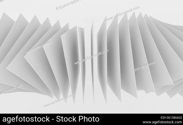 abstract white squares forming spiral 3d render in front of white background