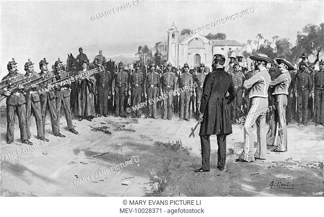 Maximilian, Emperor of Mexico, together with Miramon and Majia, is executed by firing squad at the Cerro de las Campanas by Juarez's men