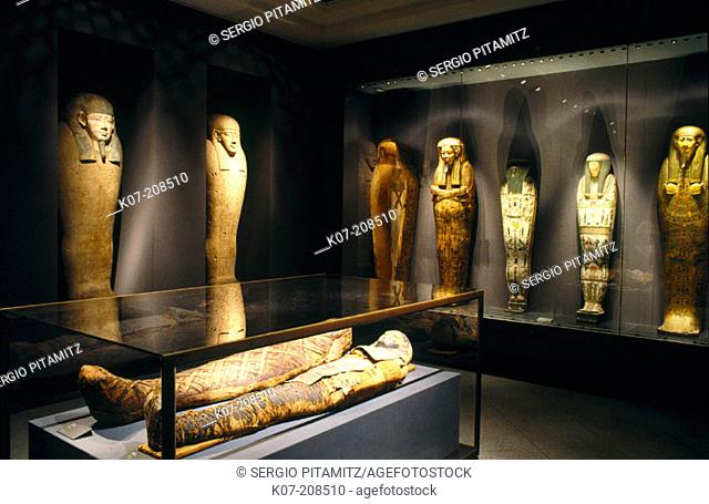 Egyptian funerary art, room at Ny Carlsberg Glyptotek. Copenhagen. Denmark