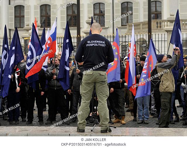 Gathering of the extremist Slovak Community (Slovenska pospolitost) marking the 76th anniversary of the establishment of the wartime Slovak state
