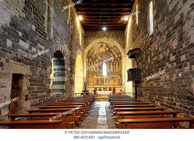 Interior of the abbey church, Basilica di Saccargia, Santissima Trinità di Saccargia, near Codrongianos, Province of Sassari, Sardinia, Italy