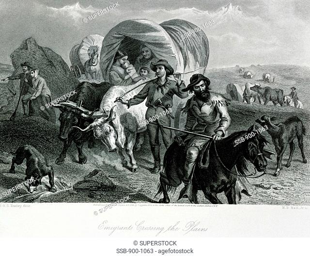 Emigrants Crossing the Plains c. 1872-74 Felix Octavius Carr Darley 1822-1888 Etching