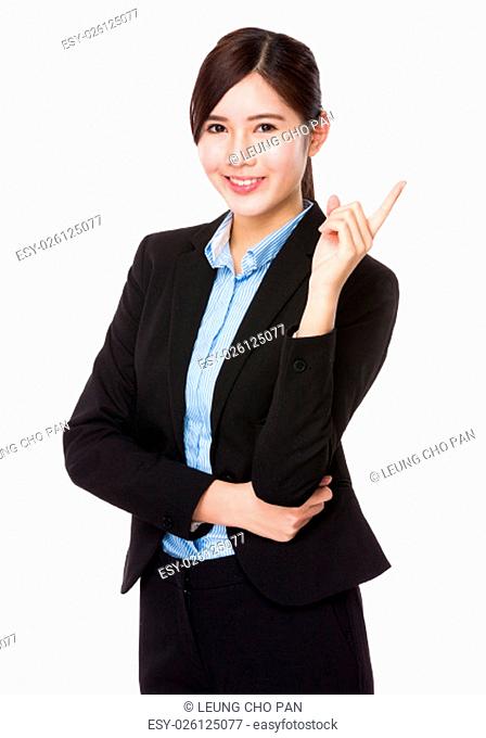 Beautiful Businesswoman with finger point up