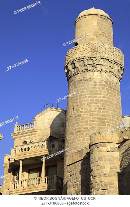 Azerbaijan; Baku, Old City, Mohammed Mosque, minaret,