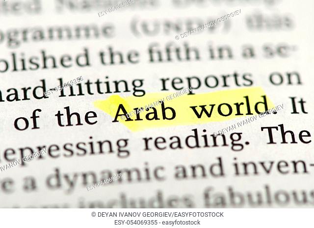Word Arab World on newspaper