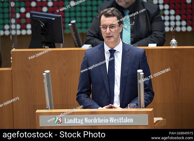 Hendrik WUEST, Wvºst, CDU, Prime Minister of the State of North Rhine-Westphalia, during his speech debate on the topic, “Five years after the Islamist...