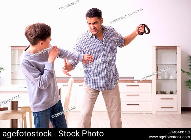 The father beating and punishing his sone