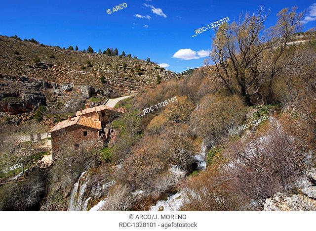 Tragacete, Jucar river, El Molino waterfall, Serrania de Cuenca Natural Park, Cuenca province, Castilla-La Mancha, Spain