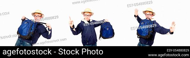 Funny student wearing safari hat