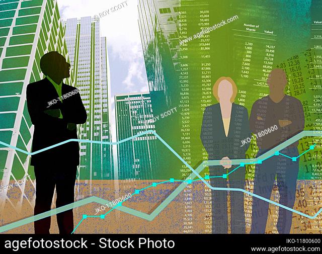 Stock market and city business collage