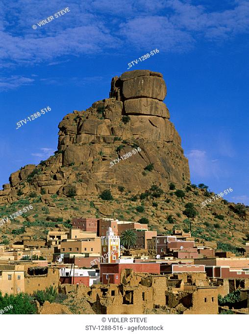 Africa, Holiday, Landmark, Minaret, Morocco, Africa, Mountain, Palm, Residential, Rock, Tafraoute, Tourism, Travel, Vacation, Wo