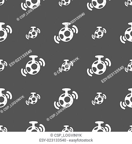 mirror ball disco icon sign. Seamless pattern on a gray background. Vector