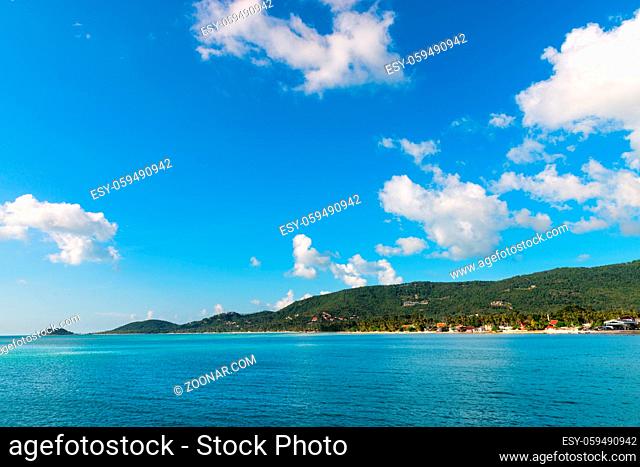 Beautiful landscape of Samui island shore in Thailand from the sea