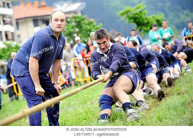 'Sokatira' (tug of war), rural basque sport. Basque Country, Spain