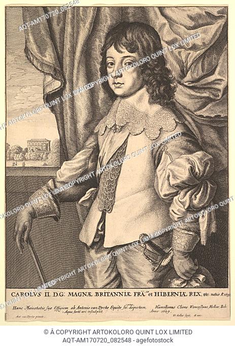 Charles II, 1649, Etching; second state of six, Sheet: 9 7/8 Ã— 7 1/8 in. (25.1 Ã— 18.1 cm), Prints, Wenceslaus Hollar (Bohemian, Prague 1607â€“1677 London)