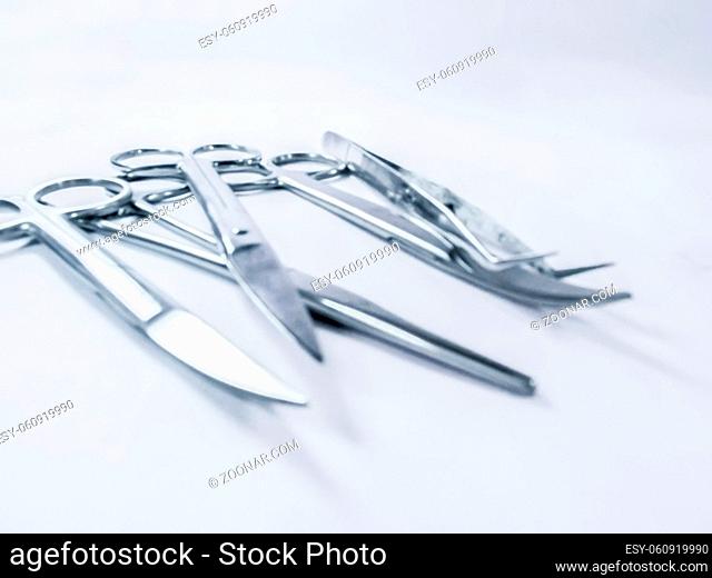 Surgical instruments in a setup for O.T