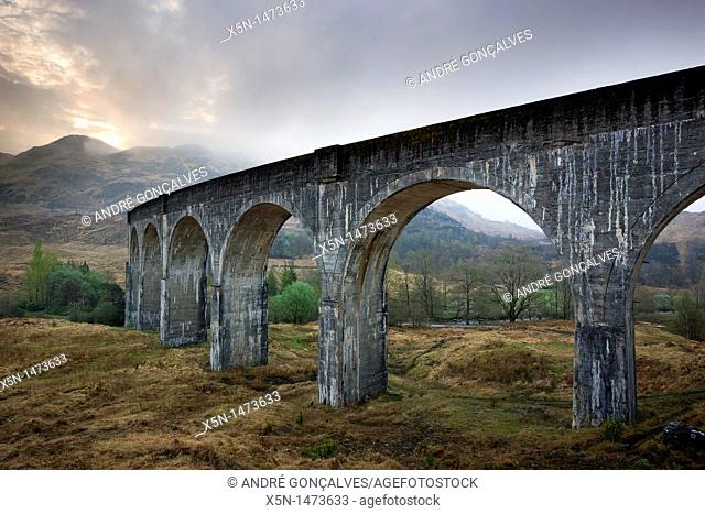Glenfinnan viaduct, used as location in Harry Potter films. Glenfinnan, Higland, Scotland
