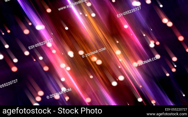 Abstract background with many light beams as downing comets, 3d rendering backdrop