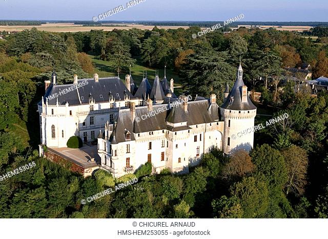 France, Loir et Cher, Loire Valley listed as World Heritage by UNESCO, Chaumont sur Loire, the castle aeriel view