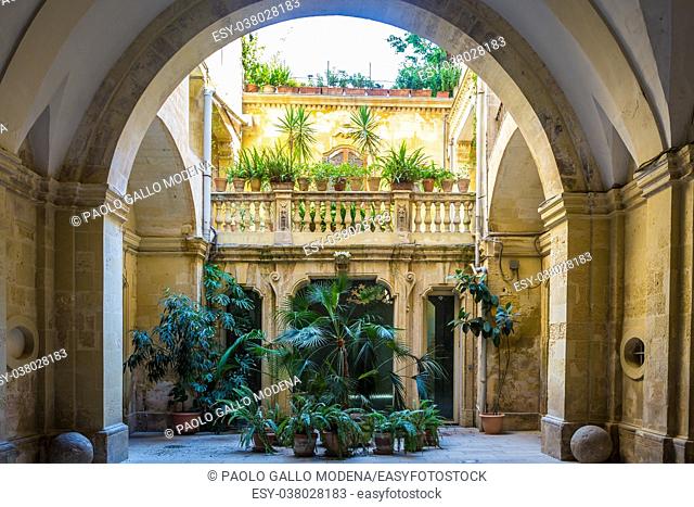 Italian Villa entrance in the old side of Bari, south of Italy