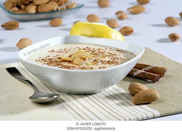Sweet almond soup with white background