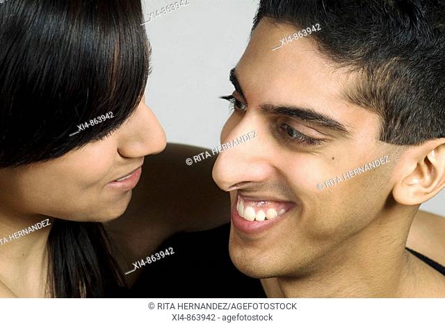 close up of couple having a conversation