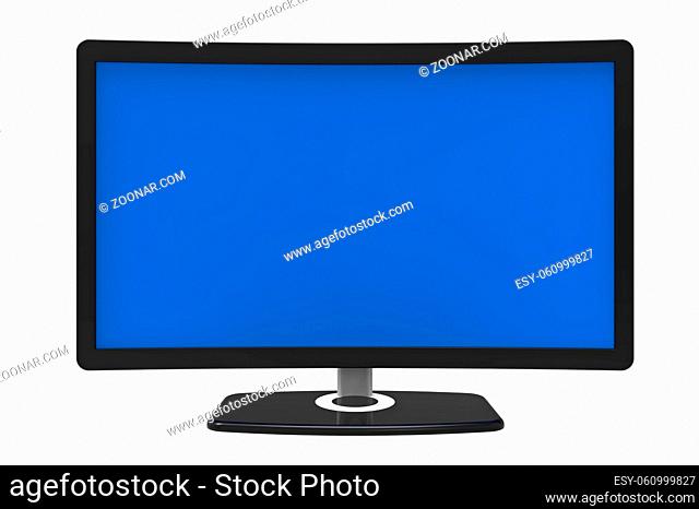 Curved tv screen, isolated on white background, 3D rendering