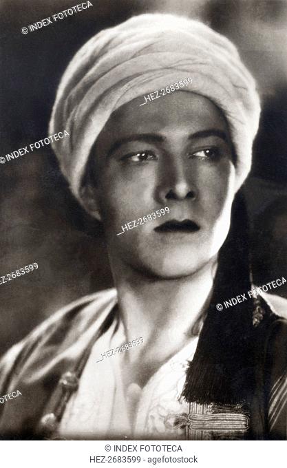 Rudolph Valentino (1895-1926), film actor born in Italy, in a scene from the film 'The Son of the?