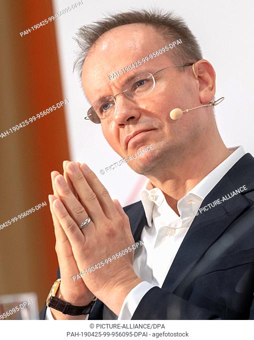 25 April 2019, Bavaria, Aschheim: Markus Braun, CEO of Wirecard, attends the payment service provider's balance sheet press conference
